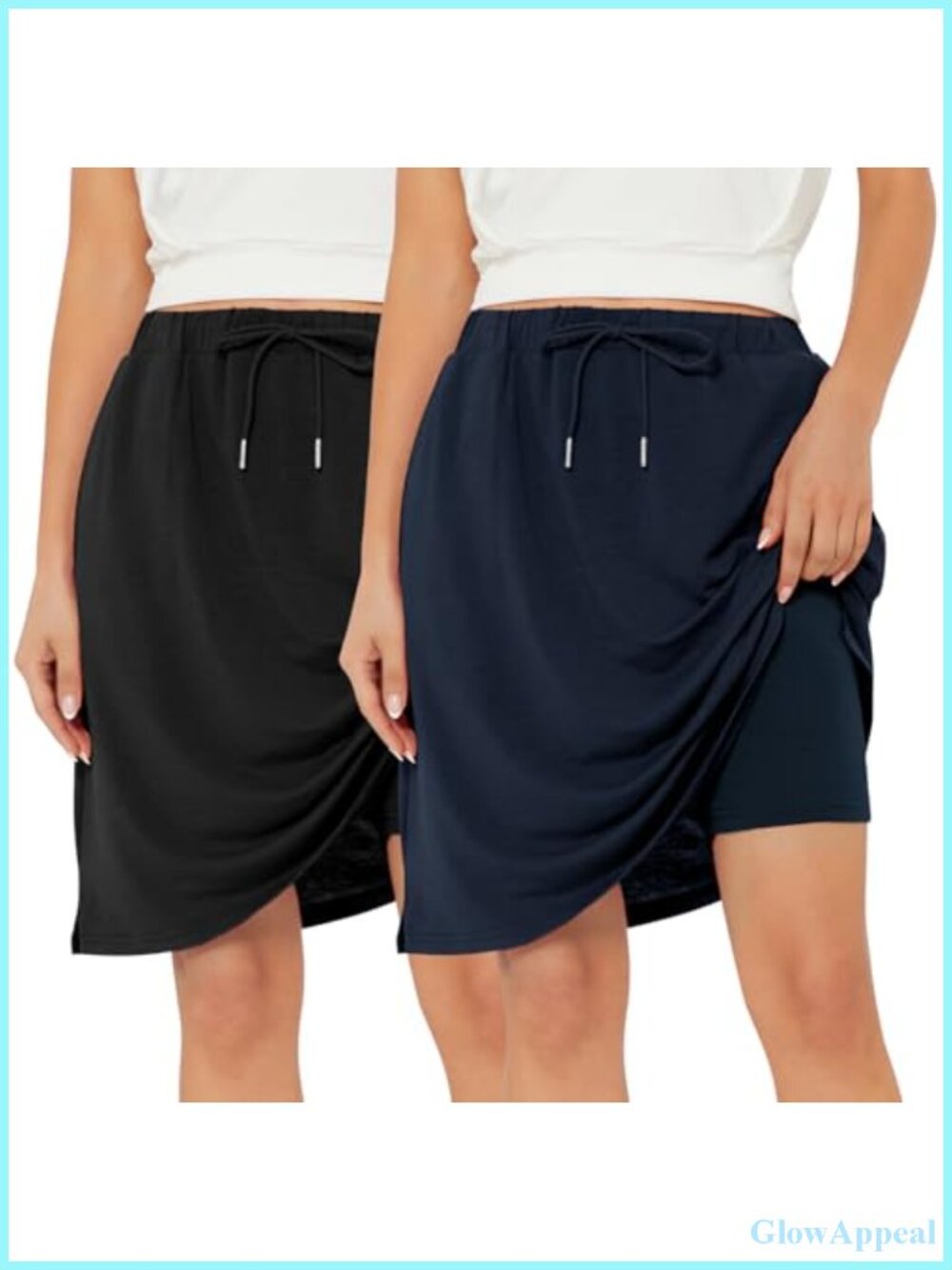 2 Pack Skorts for Women Knee Length Athletic Golf Tennis Skirt with Pockets